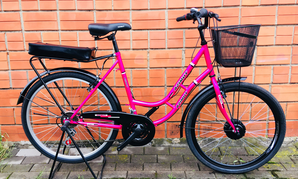 Электровелосипед Azimut Retro 26" 500W+Pass 2021 Розовый